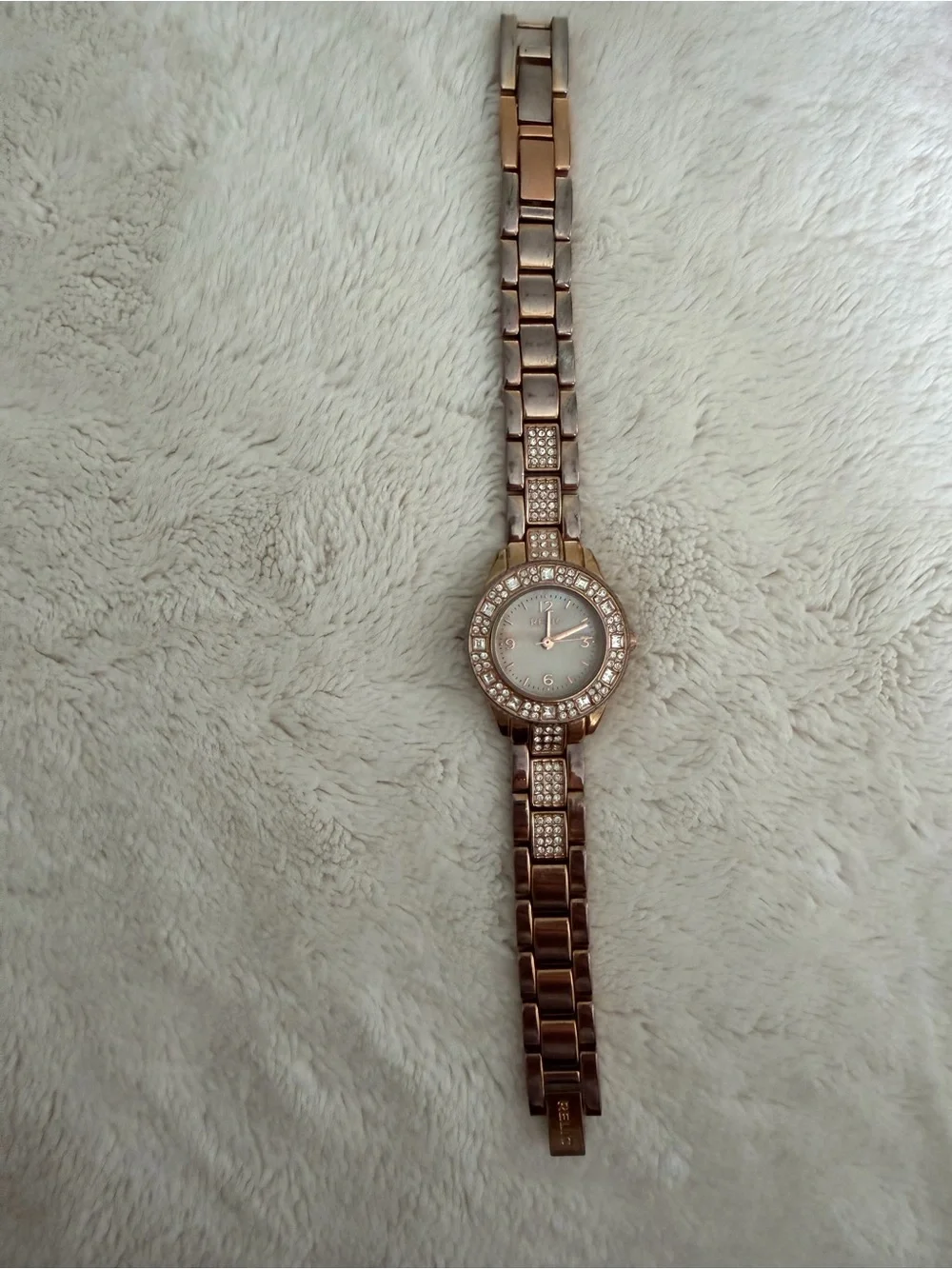 Relic Rose Gold Tone Crystal Bracelet Watch
